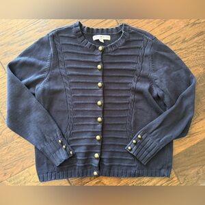 Y2K Women’s Tommy Hilfiger Navy Blue Sweater Cardigan with Gold Buttons size 2X